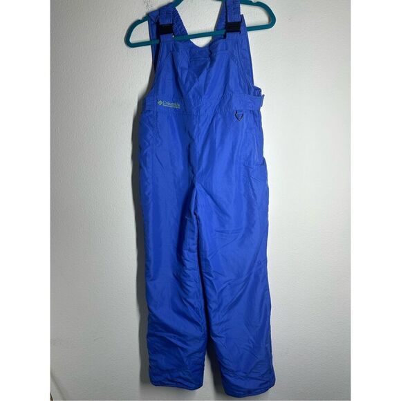 Columbia Ski Snow Pants Overall Bibs Blue Unisex Adjustable Purple Size 14/16Y - Picture 1 of 16